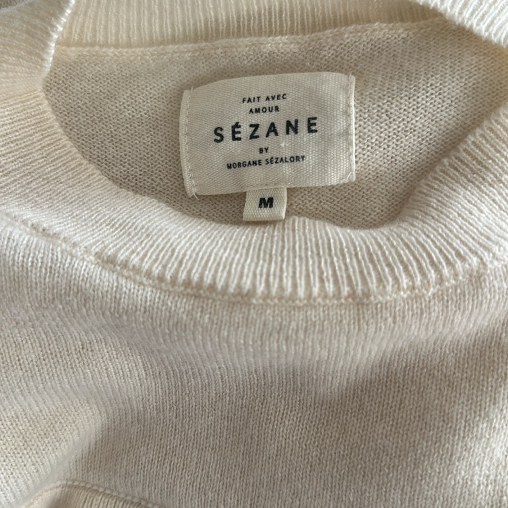Sezane wool cashmere blend sweater Ruffle Jumper - Picture 4 of 5